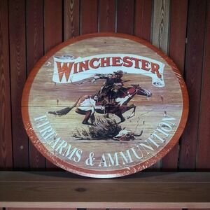 Winchester Firearms & Ammunition Express Ammo Retro Round Metal Tin Sign
